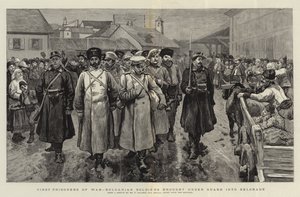 Premiers prisonniers de guerre, soldats bulgares amenés sous garde à Belgrade